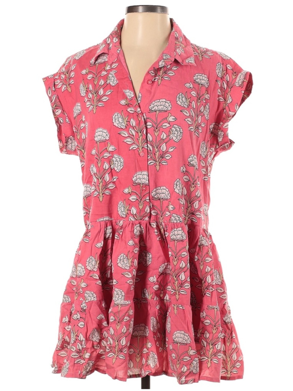 Anthropologie Ro’s Garden Pink Floral Short Sleeve Shirt Dress
Size S